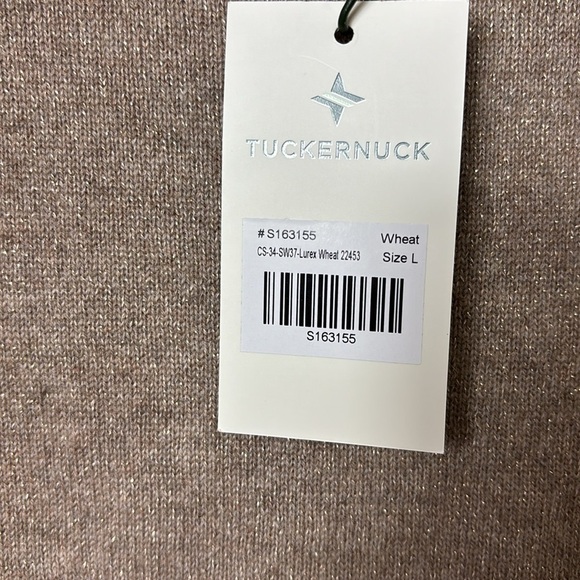 NWT Tuckernuck Lurex Metallic Wheat Cashmere Crewneck Pullover Sweater sz large - Picture 8 of 13